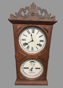 Antiguo reloj calendario victoriano de nogal ítaca doble esfera - Imagen 1 de 14