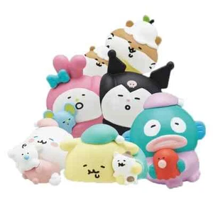 Sanrio Sleeping Figure Set of 6 Capsule Toy Kuromi Cinnamoroll Pompompurin Japan - Picture 1 of 7
