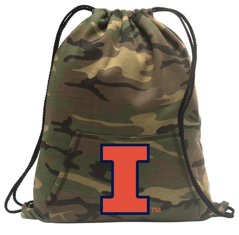 ILLINI Backpack CAMO University of Illinois Drawstring Bag CLASSIC HOODY DESIGN! Cover