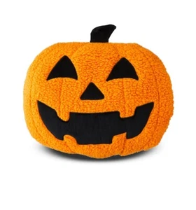 Pumpkin Shaped Plush Sherpa Decor Pillow 12.75” - Celebrate Halloween - New - Picture 1 of 3
