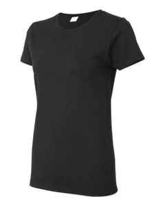 Gildan Ladies Heavy Cotton Plain Blank T-Shirt Short Sleeve 2-Pack Black L (B23) - Picture 1 of 4