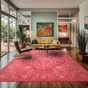 LoomBloom Multi Sizes Coral Hand Tufted Transitional Medallion Wool Area Rug - Picture 1 of 10