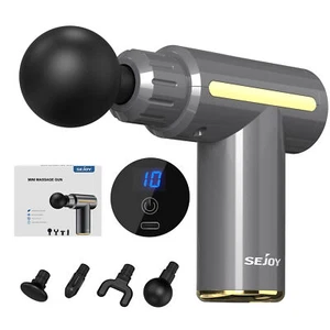 SEJOY Massage Gun Deep Tissue Muscle Percussion Massager with 10 Speeds 4 Heads - Picture 1 of 11