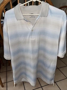PGA Tour Golf Polo Striped Light Blue/Cream Short Sleeve Men’s XL - Picture 1 of 4