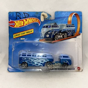Hot Wheels Track Stars Custom Volkswagen Hauler Die-Cast Blue Flames VW Bus - Picture 1 of 3