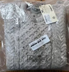 BRAND NEW Carraig Donn Aran Wool Fisherman Men's Large L Irish Oatmeal Knit Tags - Picture 1 of 5