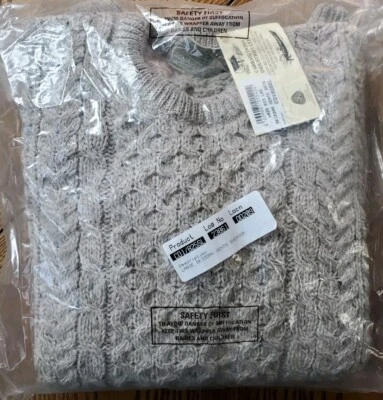 TOTALMENTE NUEVO Carraig Donn Aran Lana Pescador Para Hombre Grande L Avena Irlandesa Tejido Etiquetas Foto 1 de 4