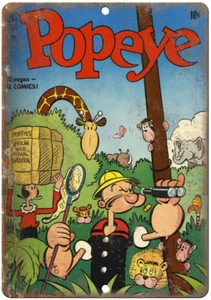 Popeye Olive Oyl Comic Book Cover Art 12" x 9" Reproduction Metal Sign J226 - Picture 1 of 1