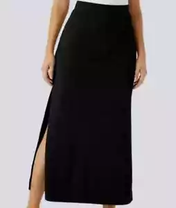 Halara Black Pull On Maxi Skirt With Slit and Attached Panties L NWT - Picture 1 of 6