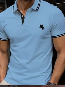 Manifinity Baby Blue Knight Print Golf Polo Shirt für Herren Größe XL - Bild 1 von 4