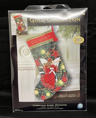 Gold Collection Dimensions CHRISTMAS ANGEL STOCKING Needlepoint Kit 9135 2005 - Image 1 of 4