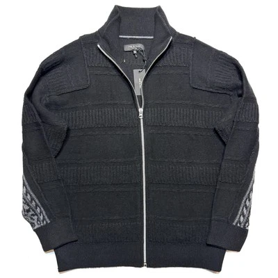 RAG & BONE Mens Colton Wool Zip Through Sweater Jacket Black XL (MSRP $498) - Image 1 of 3