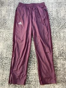 Adidas Women’s Lined Track Pants Size M Wine Burgundy Zip Cuff Pull On Flaw - Picture 1 of 21