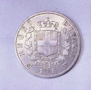 Silbermünze Königreich Italien 1 Lira 1863 Mailand Vittorio Emanuele II - Bild 1 von 2