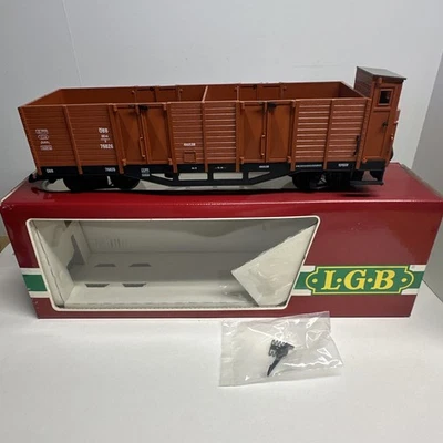 G Gauge LGB 4062 Brown High Side Double Door Gondola w/ Brakeman Cabin - Image 1 of 4