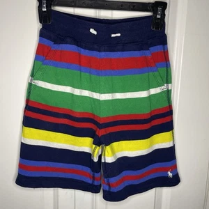 Polo Ralph Lauren Boys Fleece Shorts Size Small 8 Striped Multicolor Rainbow EUC - Picture 1 of 7