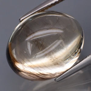 17.45Ct.100%Natural BIG Golden Brown Rutilated White Quartz Brazil Oval Cabochon - Picture 1 of 4