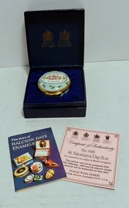 VINTAGE HALCYON DAYS EMAILLE 1988 ST. VALENTINSTAG HANDBEMALTE SCHMUCKSCHATULLE MIT COA - Bild 1 von 9