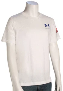 Under Armour Boy's Freedom Flag T-Shirt - White / Red - New - Picture 1 of 1
