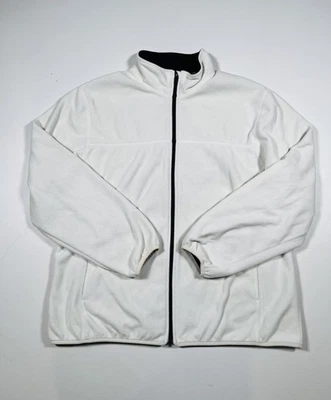 Lands' End Fleece Jacket Womens 16W-18W White Full Zip Pockets Plus Size Warm - Image 1 of 4