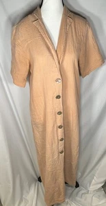 Maurie and Eve Peach Crinkle Cotton Midi Shirt Dress Button Resort Wear Size 4 - Picture 1 of 8