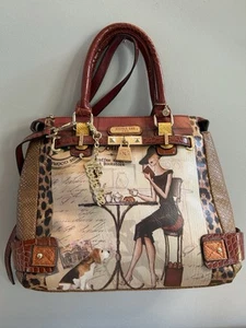 Nicole Lee USA Lg Tote Purse Leather Like, Art to Wear. Whimsical & Fun! - Picture 1 of 12
