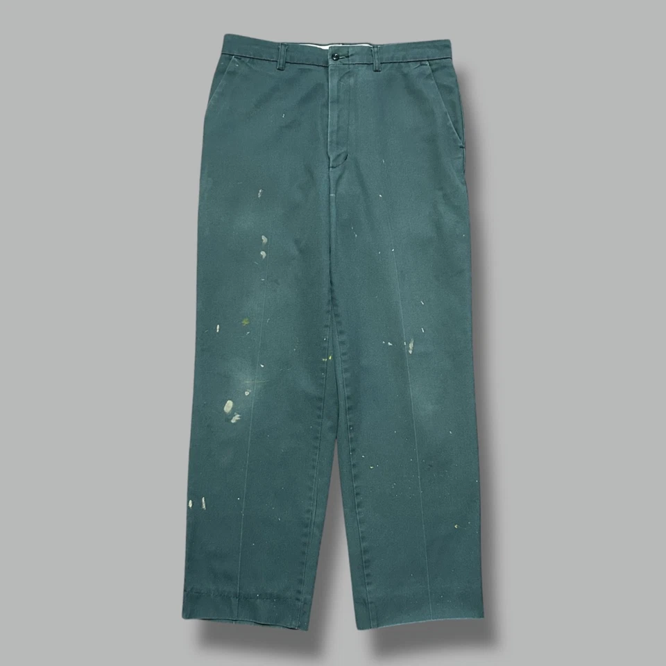 Vtg Thrashed Work Wear Pants 90s Straight Leg Classic Fit Paint Green 32x29 - Image 1 of 4