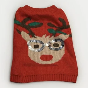 Christmas Simply Dog Medium Dog Christmas Sweater Rudolph Sequined Petholiday - Picture 1 of 6