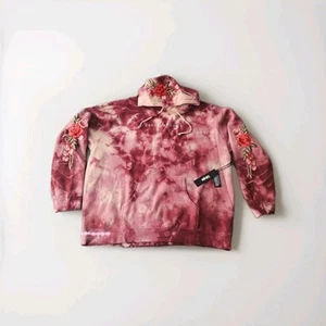 Sudadera con Capucha Régimen Civil Hombres 2XL Rojo Mármol Floral Rosa Tie-Dye Bordada De Gran Tamaño - Imagen 1 de 13