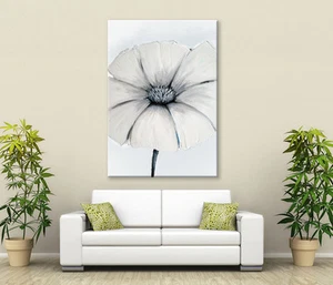 ARTE DE PARED ZEN PACÍFICO FLOR JAPONESA IMAGEN LIENZO TEXTURA IMPRESIÓN BLANCA NUEVO - Imagen 1 de 1