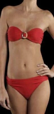 Traje de baño bikini sin tirantes La Perla Anna Club Collection 46 10 hebilla dorada roja Foto 1 de 2