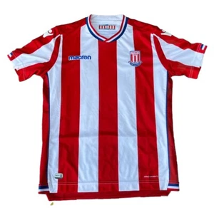 Camiseta deportiva de fútbol Macron Stole City Potters roja blanca juvenil grande - Imagen 1 de 3