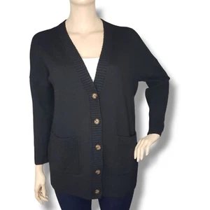 Cardigan Torrid Vegan Cashmere Ragazzo Donna Grande 0 Nero Maglione Scollo V - Foto 1 di 8