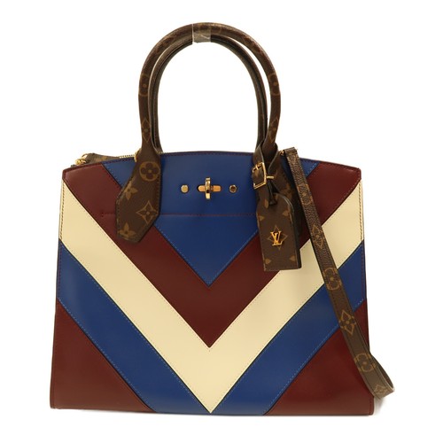 LOUIS VUITTON（LV） Borsa Louis Vuitton LV GHW City Steamer MM 2 vie M52740 monogramma blu bianco marrone