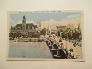 Dayton Ohio Postkarte Main Street Bridge Steele High School OH - Bild 1 von 2