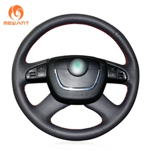 MEWANT Artificial Leather Steering Wheel Cover for Skoda Octavia a5 Superb Fabia - Foto 1 di 9