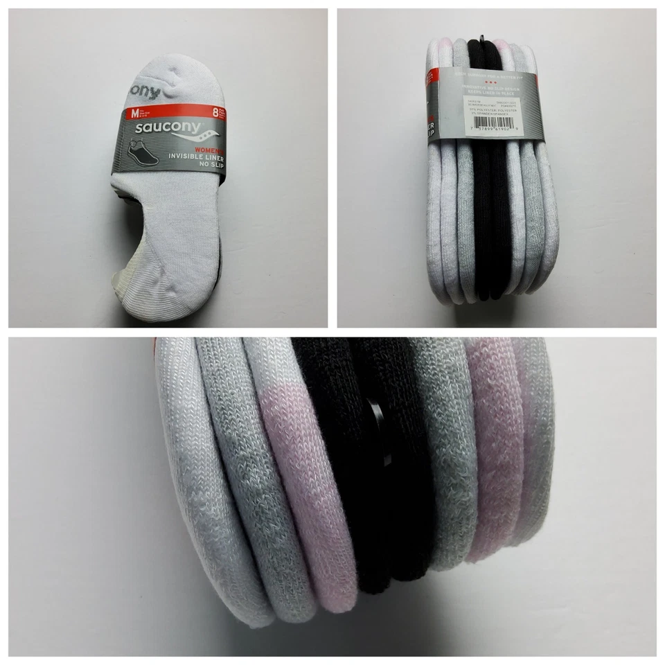 Saucony Women's Show Cushioned Invisible Liner Socks Wardrobe 8 Pairs Shoe