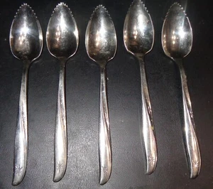 5 CUCCHIAI FRUTTA POMPELMO POSATE VINTAGE TWIN STAR ATOMIC MCM ONEIDA - Foto 1 di 4