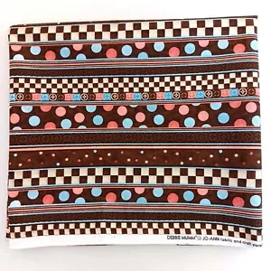 Debbie Mumm per Jo-Ann tessuto cotone a righe marrone modello misto 3/4yd x 43" - Foto 1 di 8