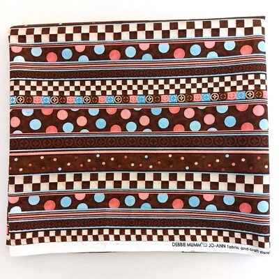 Debbie Mumm for Jo-Ann Brown Mixed Pattern Stripe Cotton Fabric 3/4yd x 43" - Image 1 of 4