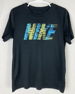 Nike Dri-Fit Boy's Standard Fit Colorful Letters Sleeve Athletic Tee Shirt 7 - Picture 1 of 5