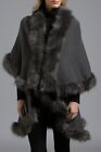 MK Metric Knits  Faux Fur Collection Black Cape One Size