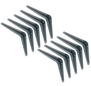 Soporte para libros de estantería de pared gris metal de metal de 10 piezas de 100 a 250 mm - Imagen 1 de 9
