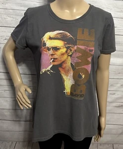 Retro David Bowie T-Shirt Large Gray Distressed Image 100% Cotton Classic Tee - Picture 1 of 13
