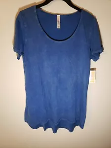 👖Nuovo Lularoe Top Classic T Blu Jeans Like-Shirt Distressed Taglia XS Extra Small - Foto 1 di 5