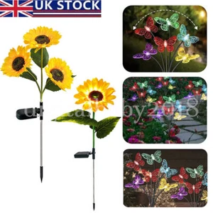 Solar Flower Stake Lights Outdoor Garden Path Party Led Lamps Sunflower Decor Uk - Picture 1 of 14