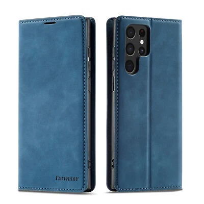 Funda tipo billetera de cuero magnética abatible para Samsung S25 Ultra Plus S24 S23 S22 Foto 1 de 4