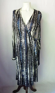 Pink Tartan Silk Jersey Knit Wrap Midi Dress Belted Blotched Stripe Print XS - Picture 1 of 8
