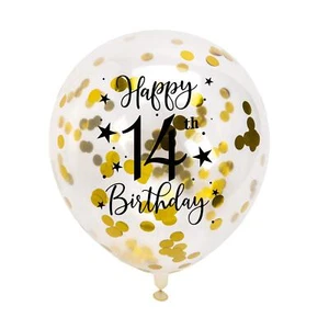 Gold 14th Confetti Latex Balloons Girls or Boys Happy 14 Years Birthday Party... - Picture 1 of 3