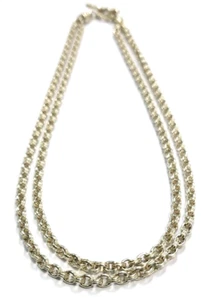 SK Sterling Silver Double Chain Link Two Strand 16" Necklace - Picture 1 of 4